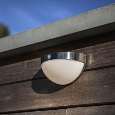 Lutec Bubble - Außenwandleuchte mit Solarsensor - 22 x 12 x 12 cm - 2,3W LED inkl. - IP44 - Edelstahl