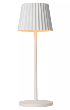 Lucide Justine - kabellose Outdoor-Tischleuchte mit Ladestation - Ø 13,5 x 38 cm - 2W dimmbare LED inkl - IP54 - weiß