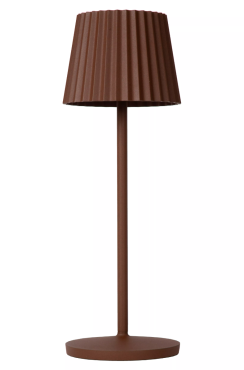 Lucide Justine - kabellose Outdoor-Tischleuchte mit Ladestation - Ø 13,5 x 38 cm - 2W dimmbare LED inkl. - IP54 - rostbraun