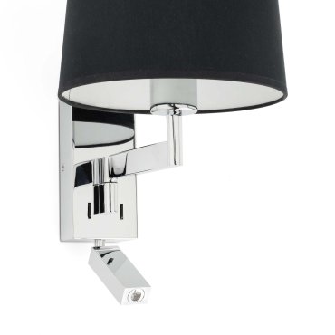 Faro Artis - Wandleuchte mit Schalter - 21,5 x 19 x 16 cm - 1W LED inkl. - schwarz und chrom