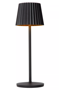 Lucide Justine - kabellose Outdoor-Tischleuchte mit Ladestation - Ø 13,5 x 38 cm - 2W dimmbare LED inkl. - IP54 - schwarz
