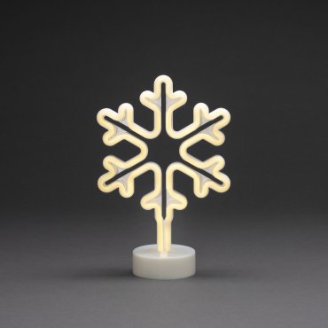 Konstsmide Weihnachtsbeleuchtung - batteriebetriebene Neon-Schneeflocke - 21,5 x 10 x 31 cm - weiß