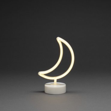 Konstsmide Weihnachtsbeleuchtung - batteriebetriebener Neon-Mond - 16 x 10 x 26 cm - weiß