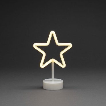 Konstsmide Weihnachtsbeleuchtung - batteriebetriebener Neon-Stern - 18,8 x 10 x 28,5 cm - weiß