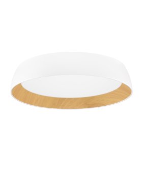 Nova Luce Sigi - Deckenleuchte - Ø 60 x 12 cm - 50W dimmbar LED inkl. - Sand Weiß und Holz