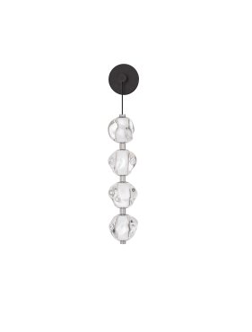 Nova Luce Ifos - wandleuchte - Ø 12 x 67 x 13,5 cm - 17W dimmbar LED inkl. - Sand Schwarz und verchromtes Metall