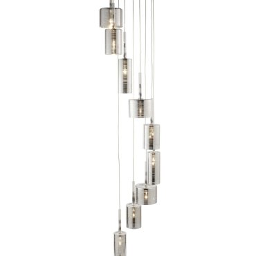 Searchlight Linen - Hängeleuchte - Ø 40 x 185 cm - 9 x 7W Halogen inkl. - Chrom