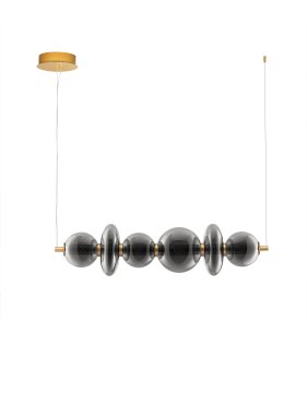 Nova Luce Navi - Hängelampe - 111,3 x 200 x 22 cm - 29W LED inkl. - Messing gold und rauchgrau