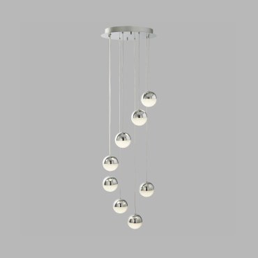 Searchlight Marbles - Pendelleuchte - Ø 35 x 155 cm - 8 x 5W dimmbare LED inkl - Chrom