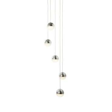 Searchlight Marbles - Hängeleuchte - Ø 30 x 150 cm - 5 x 5W dimmbare LED inkl. - Chrom