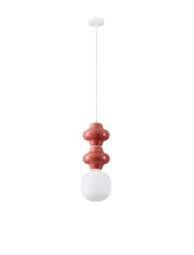Nova Luce Clio - Hängelampe - Ø 18 x 215 cm - rot, weiß und Opalglas