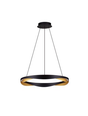 Nova Luce Radon - Hängelampe - Ø 65 x 160 cm - 53W dimmbar LED inkl. - matt schwarz und gold