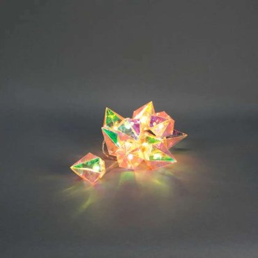 Konstsmide Weihnachtsbeleuchtung - Dekorative Lichterkette mit Diamanten auf Batterien - 165 cm - 10 LED-Lampen inkl. - Multicolor