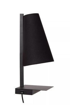 Lucide Gregory - Nachttischlampe mit USB-Anschluss - 19,8 x 18 x 45 cm - schwarz