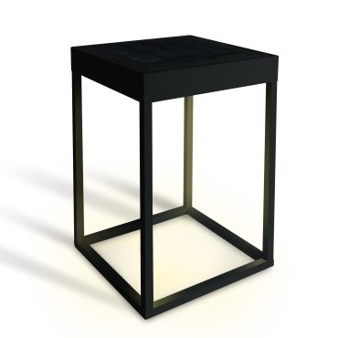 ONE Light - Solar-Gartensäule mit Nachtsensor und USB - 18,5 x 18,5 x 30 cm - 2,2W dimmbare LED inkl - IP65 - schwarz