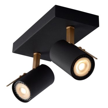 Lucide Grony - Aufbaustrahler - 22 x 10 x 15 cm - 2 x 5W dimmbare LED inkl. - schwarz