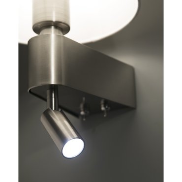 Faro Room - Wandleuchte mit Schalter - 20 x 22,5 x 29 cm - Weiß und Nickel satiniert