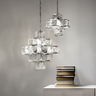 Searchlight Glacier - Pendelleuchte - 34,5 x 34,5 x 81 cm - Chrom