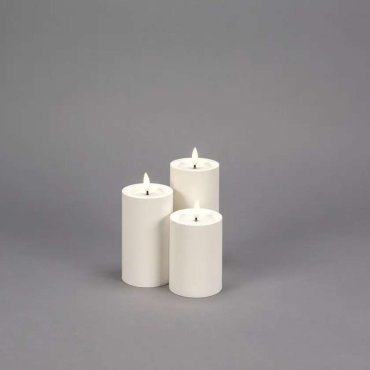 Konstsmide - LED Blockkerze mit Batterie und Flackerflamme - Ø 7 x 12 cm - IP44 - weiß