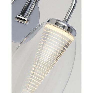 Searchlight Cyclone - Wandleuchte mit Zugschalter - 11,5 x 26,5 cm - 6W LED inkl. - Chrom und transparent