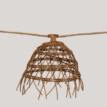 New Garden Alma - erweiterbare Lichterkette mit Kabel- oder Solaranschluss - wiederaufladbare Batterie - 8 m Lichterkette, davon 3 m Kabel - 10 LED-Lampen inkl. - IP44 - Holz