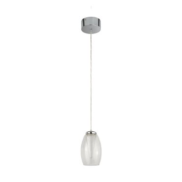 Searchlight Cyclone - Hängeleuchte - Ø 11,5 x 120 cm - 6W LED inkl. - Chrom und transparent