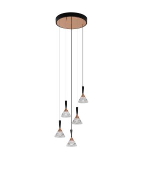 Nova Luce Paluz - Hängelampe - Ø 32 x 150 cm - 30W dimmbar LED inkl. - matt schwarz und roségold