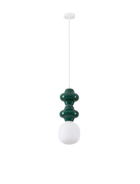 Nova Luce Clio - Hängelampe - Ø 18 x 215 cm - jaspis, weiß und Opalglas