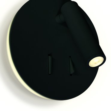 ONE Light Dark Light Cylinders - Wandstrahler mit Schalter - Ø 14,8 x 3,2 cm - 3W + 5W LED inkl. - schwarz