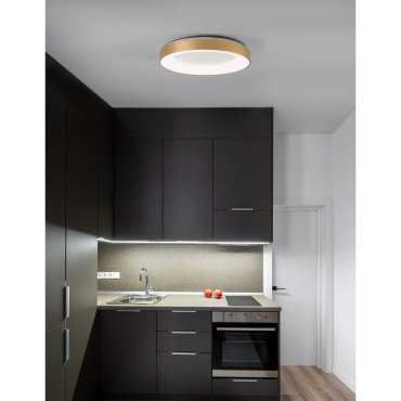 Nova Luce Rando Thin - Deckenleuchte - Ø 60 x 9 cm - 50W dimmbare LED inkl - gebürstetes Gold