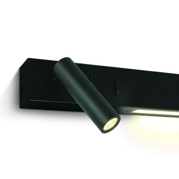 ONE Light Reading Spot - Wandstrahler mit Schalter - 30 x 3,5 x 5 cm - 3W + 6W LED inkl. - schwarz