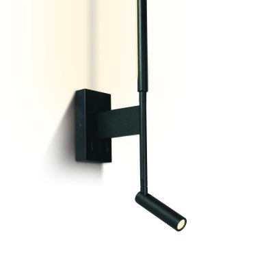 ONE Light Reading Spot - Wandstrahler mit Schalter - 10 x 7 x 51,5 cm - 3W + 6W LED inkl. - schwarz