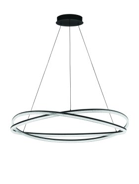 Nova Luce Ofelia - Hängelampe mit Fernbedienung - Ø 95 x 150 cm - 68W dimmbar LED inkl. - sand schwarz
