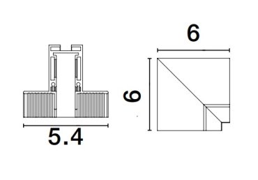 Nova Luce Ultra Slim - rahmenlose versenkte Magnetschiene - vertikale 90-Grad-Verbindung - 6 x 6 cm - schwarz