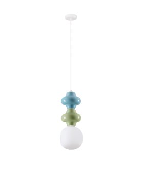 Nova Luce Clio - Hängelampe - Ø 18 x 215 cm - grün, blau, weiß und Opalglas