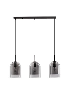 Nova Luce Velor 3L - Hängelampe - Ø 70 x 158 cm - rauchglas und schwarz
