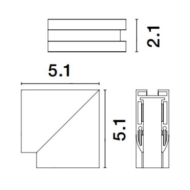 Nova Luce Ultra Slim - Magnetschiene für Aufputzmontage - vertikaler 90-Grad-Verbinder - 5,1 x 5,1 cm - schwarz