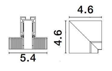 Nova Luce Ultra Slim - rahmenlose versenkte Magnetschiene mit 1 cm tiefen Flügeln - vertikaler 90-Grad-Verbinder - 4,6 x 4,6 cm - schwarz