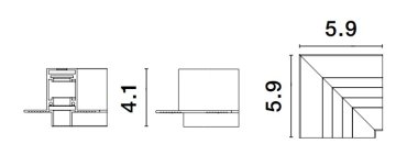 Nova Luce Ultra Slim - rahmenlose, versenkte Magnetschiene mit 1 cm tiefen Flügeln - horizontale 90-Grad-Verbindung - 5,9 x 5,9 cm - schwarz