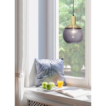 Nova Luce Aubrey - Pendelleuchte - Ø 20 x 120 cm - Grau und Messing