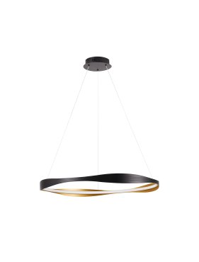Nova Luce Dobi - Hängelampe - Ø 80 x 120 cm - 40W dimmbar LED inkl. - sand schwarz und Gold