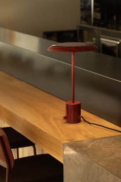 Faro Hoshi - Tischleuchte - Ø 26 x 40 cm - 12W dimmbare LED inkl - Granat glänzend
