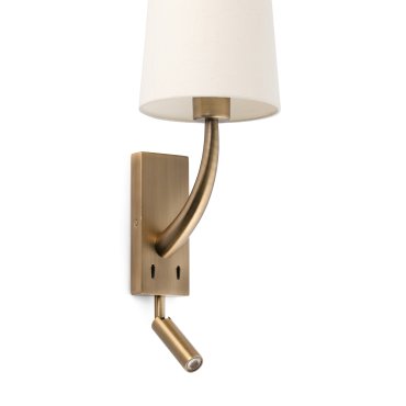 Faro Rem - Wandleuchte mit Schalter - 16,5 x 21 x 61 cm - 4W LED inkl. - beige und altgold