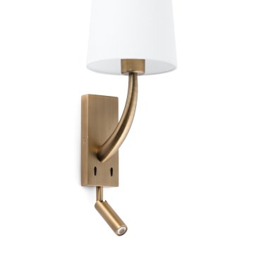 Faro Rem - Wandleuchte mit Schalter - 16,5 x 21 x 61 cm - 4W LED inkl. - weiß und altgold
