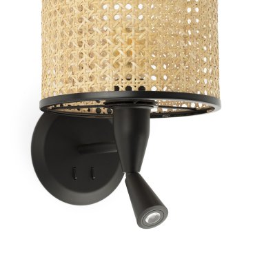 Faro Mambo - Wandleuchte mit Schalter - 21 x 17 x 17,3 cm - 3W LED inkl. - braun und schwarz