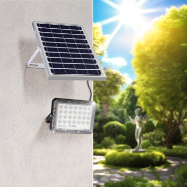 Century Italia Prometeo - solarbetriebener Strahler mit Tag- und Nachtsensor und Fernbedienung - 18 x 3,5 x 12,6 cm - inkl. 5W LED - IP65 - schwarz