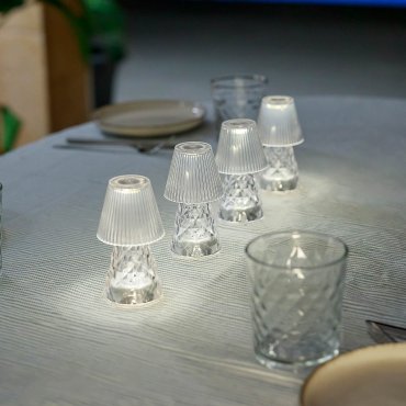 New Garden Lola 12 Lux - batteriebetriebene Tischleuchte - Ø 6 x 12 cm - LED inkl. - IP44 - transparent