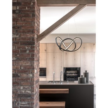 Nova Luce Apus - Pendelleuchte - Ø 55 x 120 cm - 45W dimmbare LED inkl. - Sand schwarz