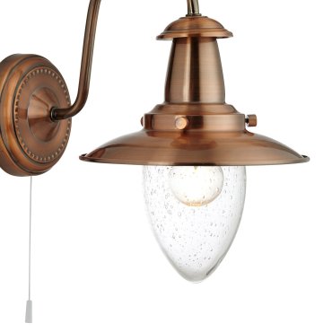 Searchlight Fisherman - Wandleuchte mit Zugschalter - 18 x 26 - Kupfer