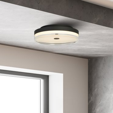 Searchlight Cyprus - Deckenleuchte - Ø 40 x 11 cm - 29W dimmbare LED inkl - schwarz und transparent